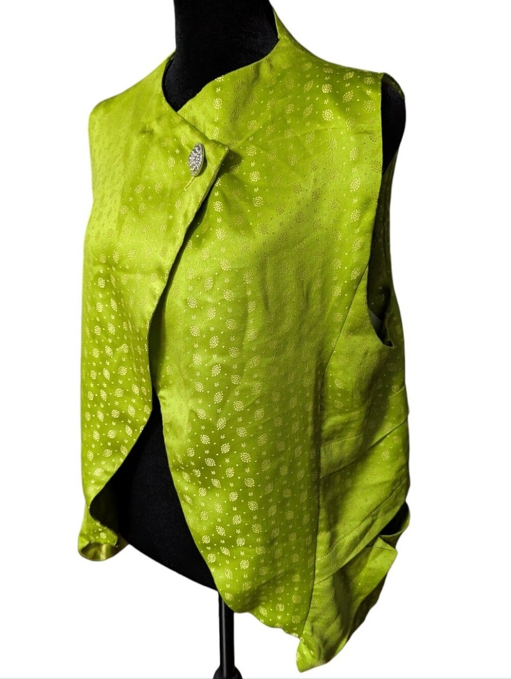 Silk Satin Handmade Boho Lime Green Vest
